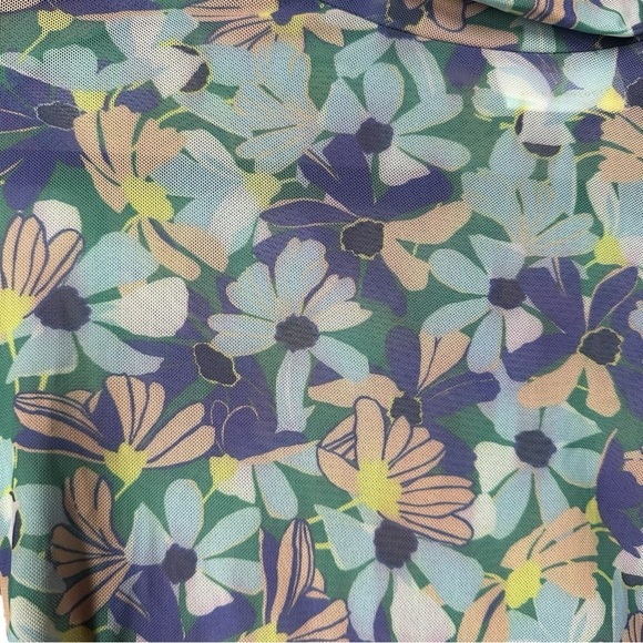 Maeve Anthropologie Sheer Mesh Floral Long Sleeve Mock Turtleneck Size Small - Picture 3 of 10